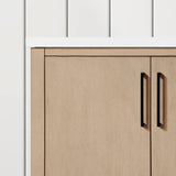 BANKS 30IN VANITY WITH SLAB DOOR IN SAHARA BIRCH WHITE QUARTZ TOP & CERAMIC BASIN