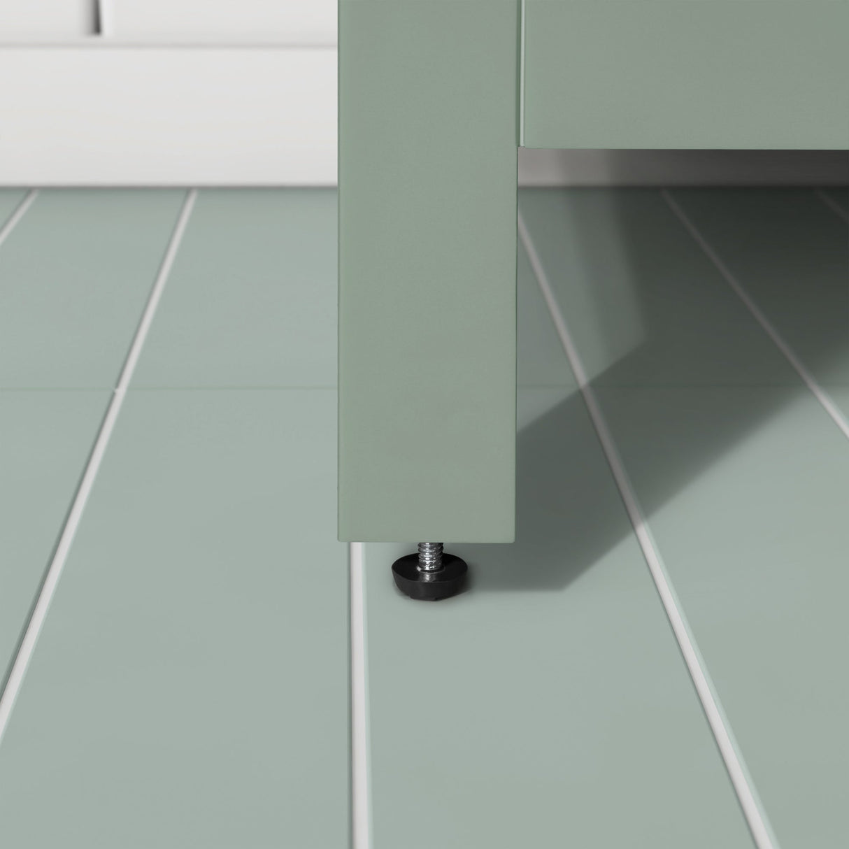 BANKS 30IN VANITY WITH SLAB DOOR IN SAGE GREEN WHITE QUARTZ TOP & CERAMIC BASIN