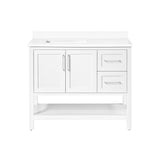 BANKS 42IN VANITY WITH SHAKER DOOR IN WHITE WITH WHITE QUARTZ TOP & CERAMIC BASIN