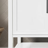 BANKS 36IN VANITY WITH SHAKER DOOR IN WHITE WITH WHITE QUARTZ TOP & CERAMIC BASIN