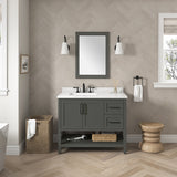 BANKS 42IN VANITY WITH SHAKER DOOR IN CHARCOAL GREY WITH WHITE QUARTZ TOP & CERAMIC BASIN