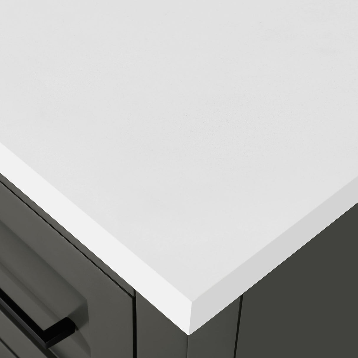 BANKS 42IN VANITY WITH SHAKER DOOR IN CHARCOAL GREY WITH WHITE QUARTZ TOP & CERAMIC BASIN