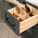 BANKS 42IN VANITY WITH SHAKER DOOR IN CHARCOAL GREY WITH WHITE QUARTZ TOP & CERAMIC BASIN