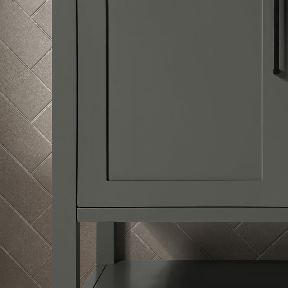 BANKS 42IN VANITY WITH SHAKER DOOR IN CHARCOAL GREY WITH WHITE QUARTZ TOP & CERAMIC BASIN