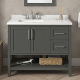 BANKS 42IN VANITY WITH SHAKER DOOR IN CHARCOAL GREY WITH WHITE QUARTZ TOP & CERAMIC BASIN