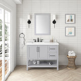 BANKS 42IN VANITY WITH SHAKER DOOR IN DOVE GREY WITH WHITE QUARTZ TOP & CERAMIC BASIN