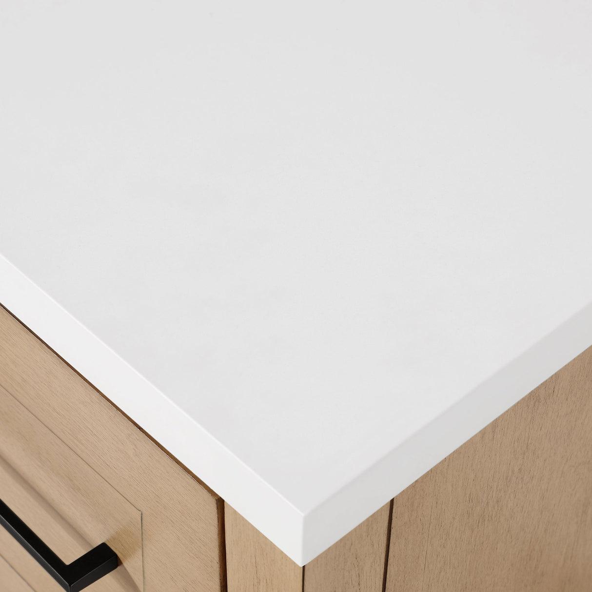 BANKS 42IN VANITY WITH SHAKER DOOR IN SAHARA BIRCH WHITE QUARTZ TOP & CERAMIC BASIN