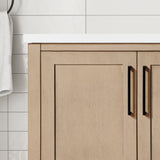 BANKS 42IN VANITY WITH SHAKER DOOR IN SAHARA BIRCH WHITE QUARTZ TOP & CERAMIC BASIN