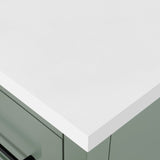 BANKS 42IN VANITY WITH SHAKER DOOR IN SAGE GREEN WHITE QUARTZ TOP & CERAMIC BASIN