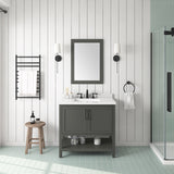 BANKS 36IN VANITY WITH SHAKER DOOR IN CHARCOAL GREY WITH WHITE QUARTZ TOP & CERAMIC BASIN