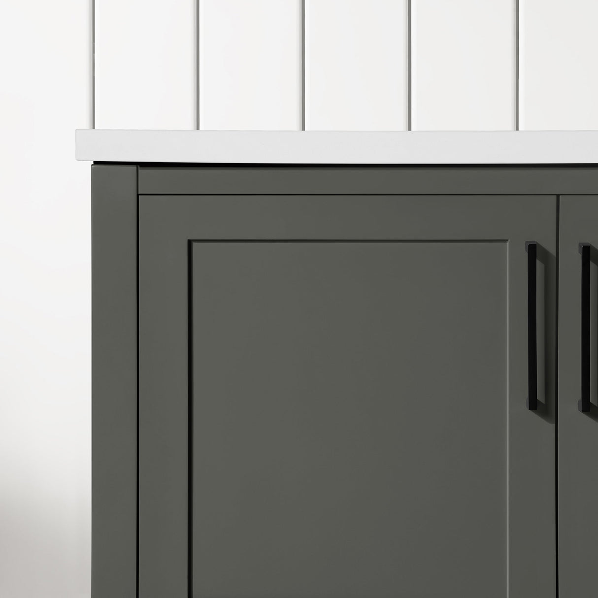 BANKS 36IN VANITY WITH SHAKER DOOR IN CHARCOAL GREY WITH WHITE QUARTZ TOP & CERAMIC BASIN