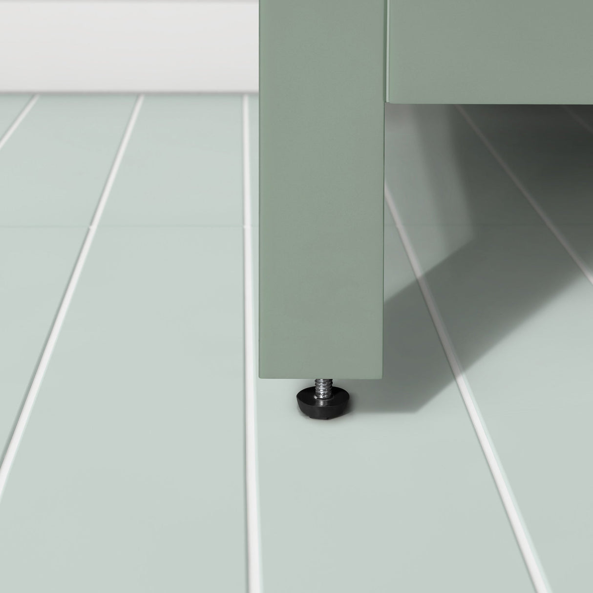 BANKS 36IN VANITY WITH SHAKER DOOR IN SAGE GREEN WHITE QUARTZ TOP & CERAMIC BASIN