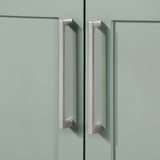 BANKS 36IN VANITY WITH SHAKER DOOR IN SAGE GREEN WHITE QUARTZ TOP & CERAMIC BASIN