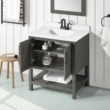 BANKS 30IN VANITY WITH SHAKER DOOR IN CHARCOAL GREY WITH WHITE QUARTZ TOP & CERAMIC BASIN