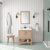 BANKS 30IN VANITY WITH SHAKER DOOR IN SAHARA BIRCH WHITE QUARTZ TOP & CERAMIC BASIN