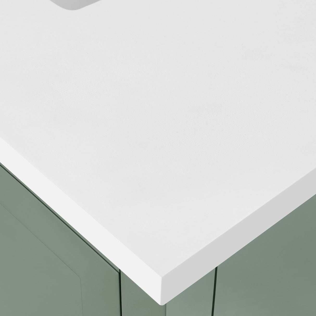 BANKS 30IN VANITY WITH SHAKER DOOR IN SAGE GREEN WHITE QUARTZ TOP & CERAMIC BASIN