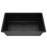 32 in. Single Bowl Undermount Quartz Kitchen Sink, Black