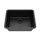 23 in. Single Bowl Undermount Quartz Kitchen Sink, Black