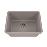 23 in. Single Bowl Undermount Quartz Kitchen Sink, Concrete