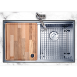 Undermount 32 In. 50/50 Ledge 16 Ga. Stainless Steel Kitchen Workstation