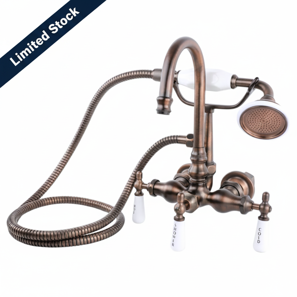 Gooseneck Wall-Mounted Tub Filler With Handshower