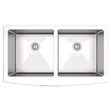 Undermount 35-7/8 In. 50/50 Apron Front 16 Ga. Stainless Steel Kitchen Sink