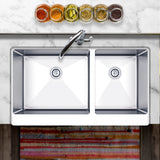 Undermount 35-7/8 In. 60/40 Bowl Apron Front 16 Ga. Stainless Steel Kitchen Sink