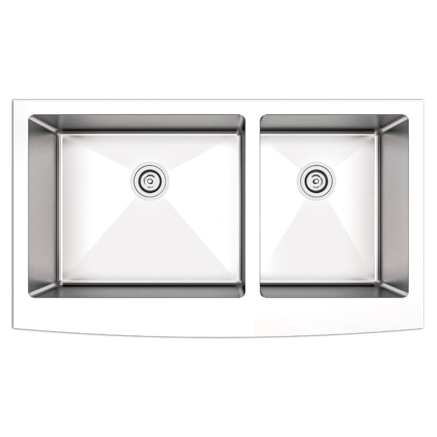 Undermount 35-7/8 In. 60/40 Bowl Apron Front 16 Ga. Stainless Steel Kitchen Sink