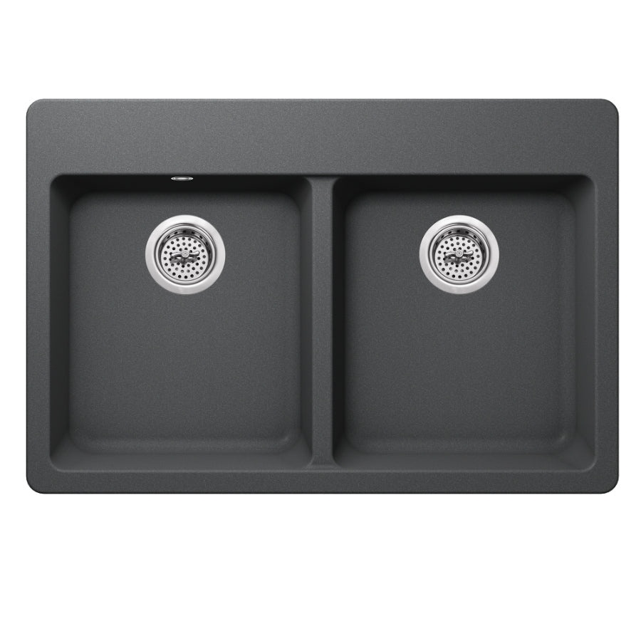Dual Mount 33 in. x 22 in. 50/50 Bowl Quartz Kitchen Sink