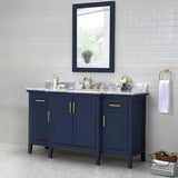 Ellis 60 in. Vanity in Midnight Blue with Carrara Marble Top & Ceramic Basins