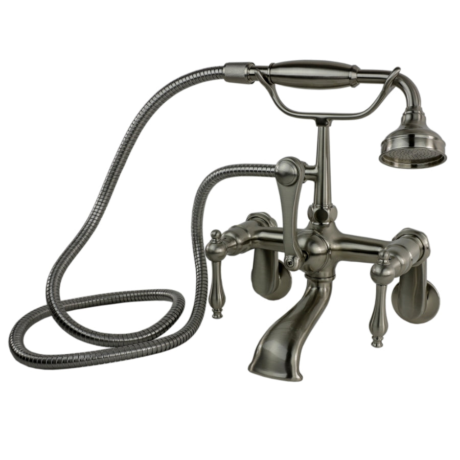 Traditional Tub Wall Mount Faucet with Handshower in Satin Nickel