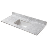 49 in. x 22 in. Carrara Marble Vanity Top with Trough Basin and 8 in. Faucet Spread