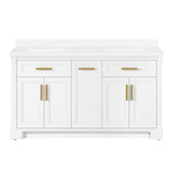 SCARLETT 60IN VANITY IN WHITE WITH WHITE QUARTZ TOP & CERAMIC BASIN