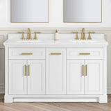 SCARLETT 60IN VANITY IN WHITE WITH WHITE QUARTZ TOP & CERAMIC BASIN