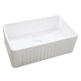 30 in. Single Bowl Fireclay Reversible Apron Front Kitchen Sink Fluted or Double Pinstripe