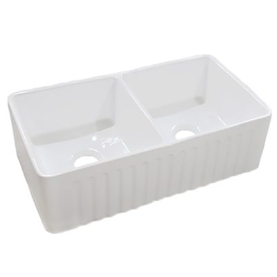 33 in. Double Bowl Reversible Apron Front Fireclay Kitchen Sink