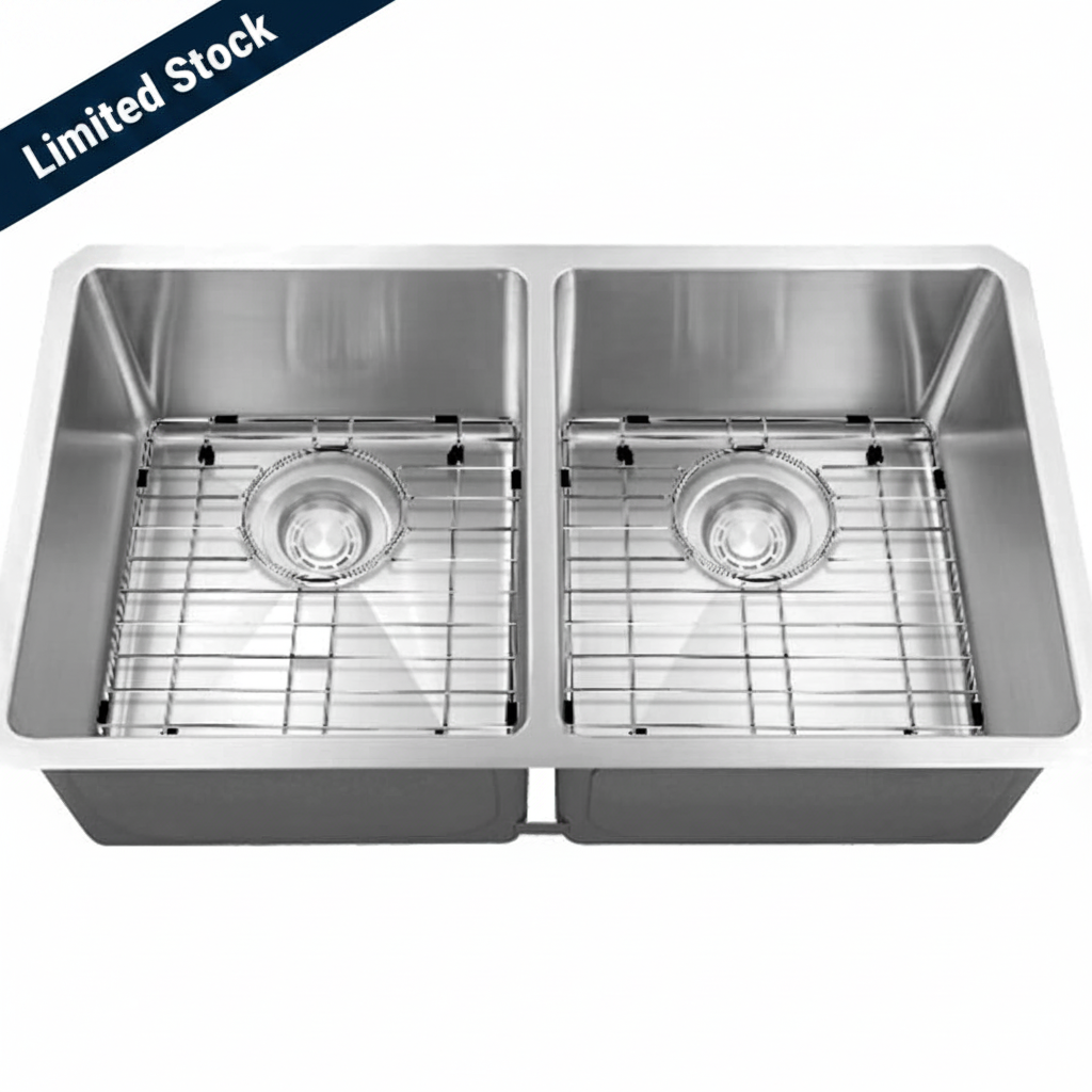 32x18 in. 50/50 Micro Radius Double Bowl Kitchen Sink