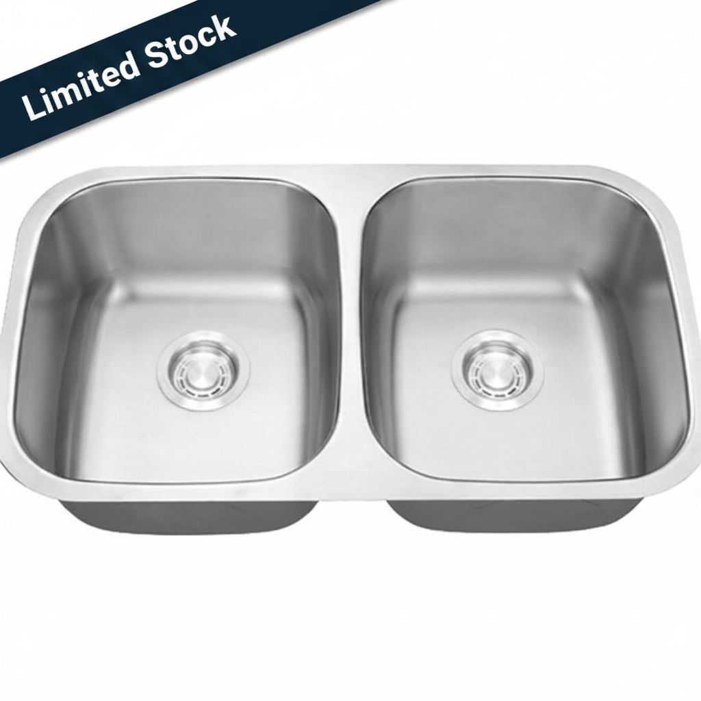 32 in. 50/50 Standard Radius Double Bowl 16 Gauge Kitchen Sink