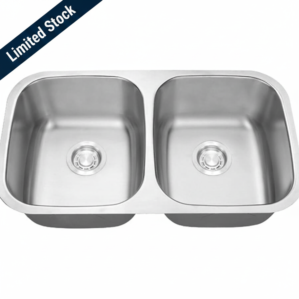 32 in. 50/50 Standard Radius Double Bowl 16 Gauge Kitchen Sink