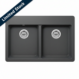 33 in. 50/50 Double Bowl Quartz Kitchen Sink