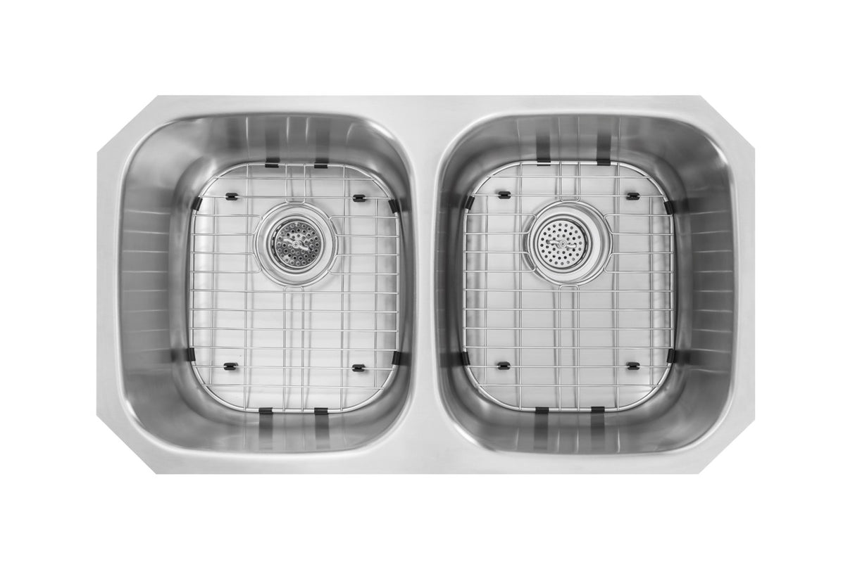 32 1/2 in. 50/50 Standard Radius Double Bowl 16 Gauge Kitchen Sink