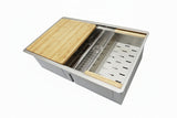 32 in. 50/50 Zero Radius Double Bowl Kitchen Sink - Workstation