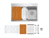 33 in. Micro Radius Single Bowl Kitchen Sink - Workstation