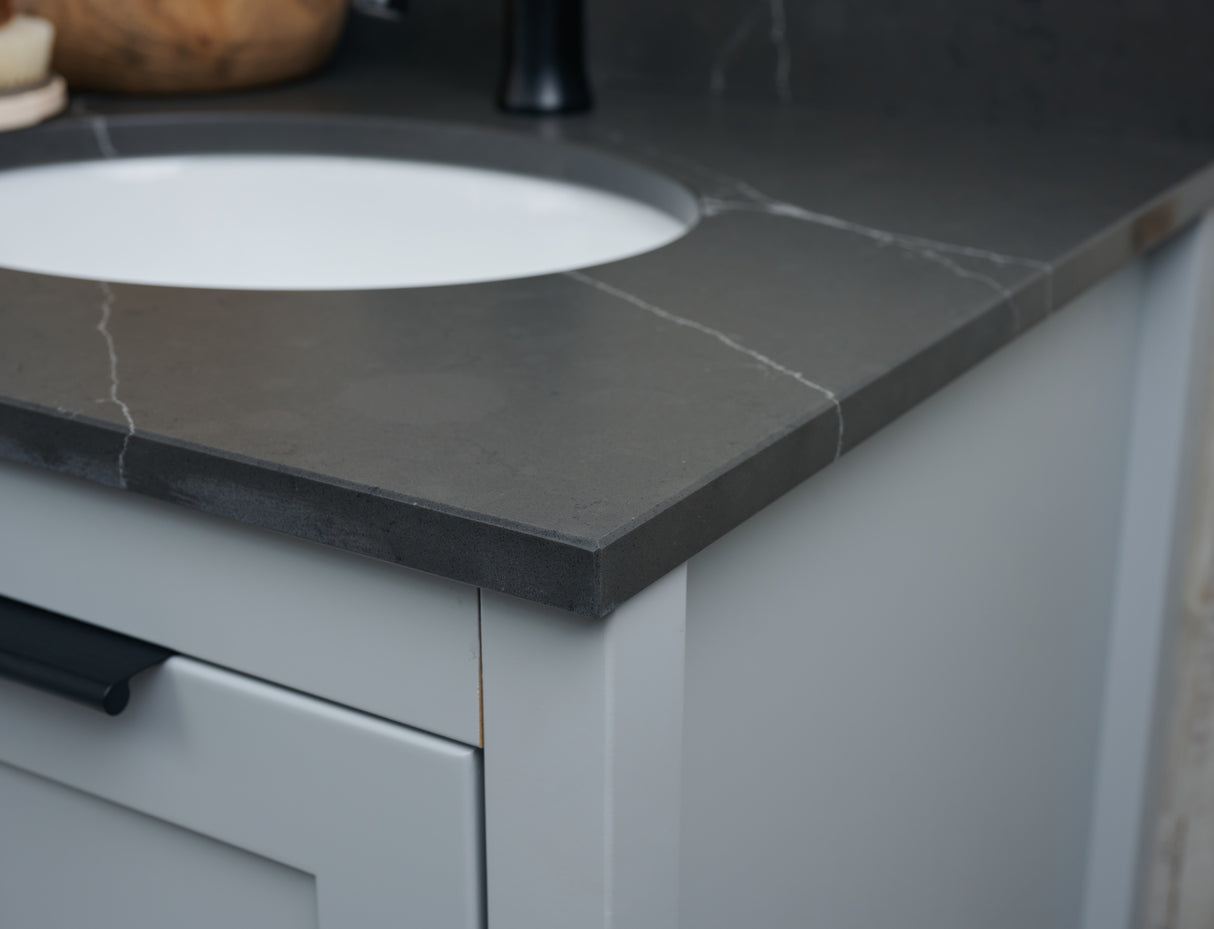 25" Single Oval Bowl Quartz Vanity Top