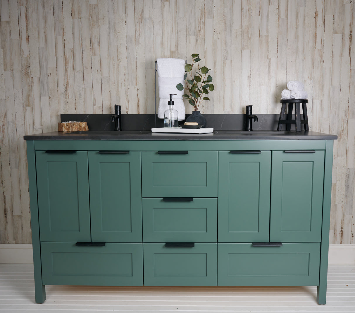 61" Double Bowl Quartz Vanity Top