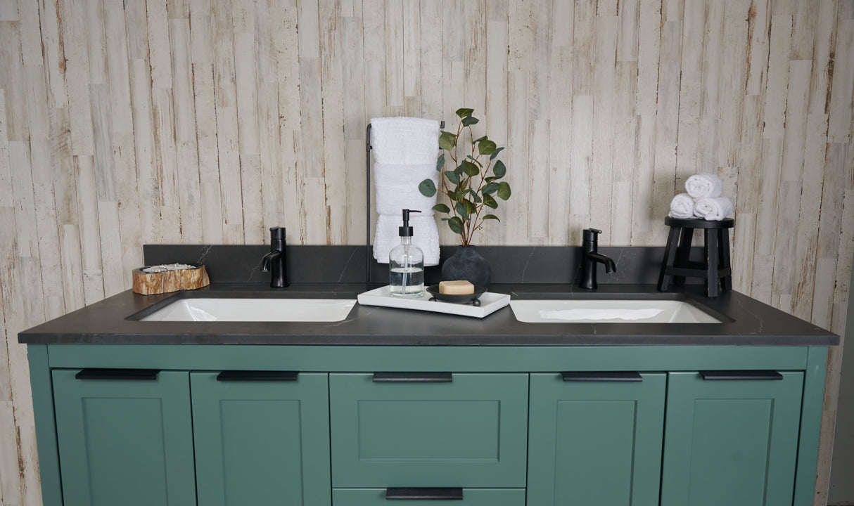 61" Double Bowl Quartz Vanity Top