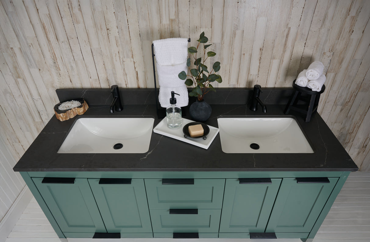 61" Double Bowl Quartz Vanity Top