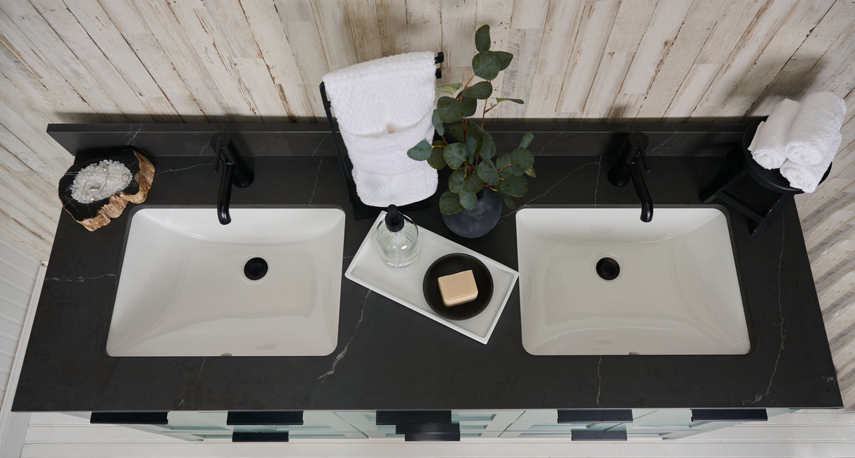 61" Double Bowl Quartz Vanity Top