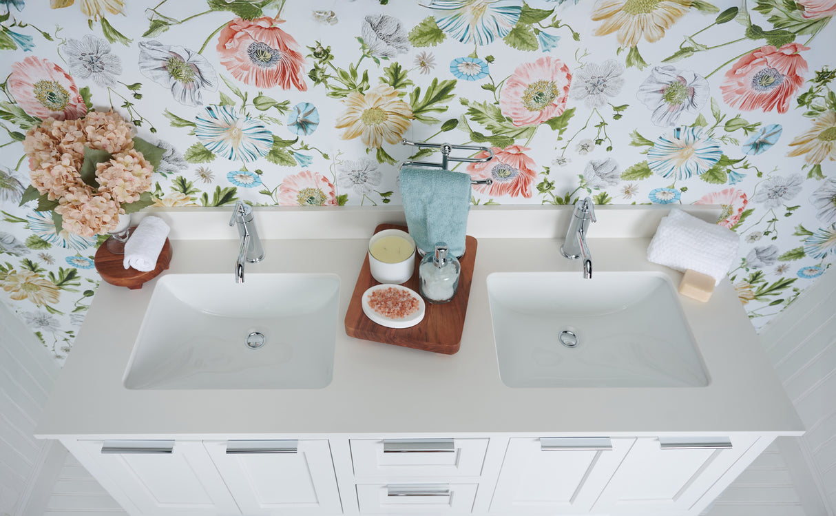 61" Double Bowl Quartz Vanity Top