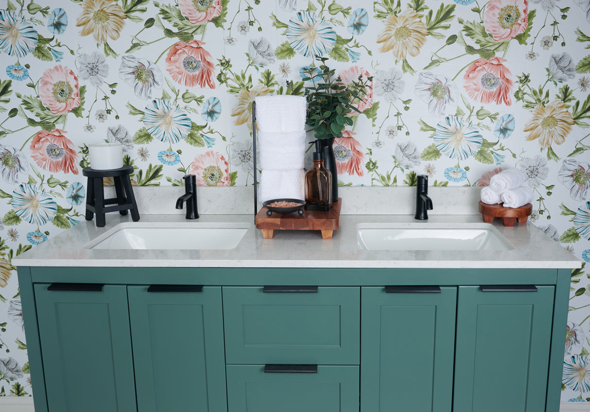 61" Double Bowl Quartz Vanity Top